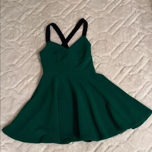 Silence + Noise Green Dress with criss cross Black Straps. XS